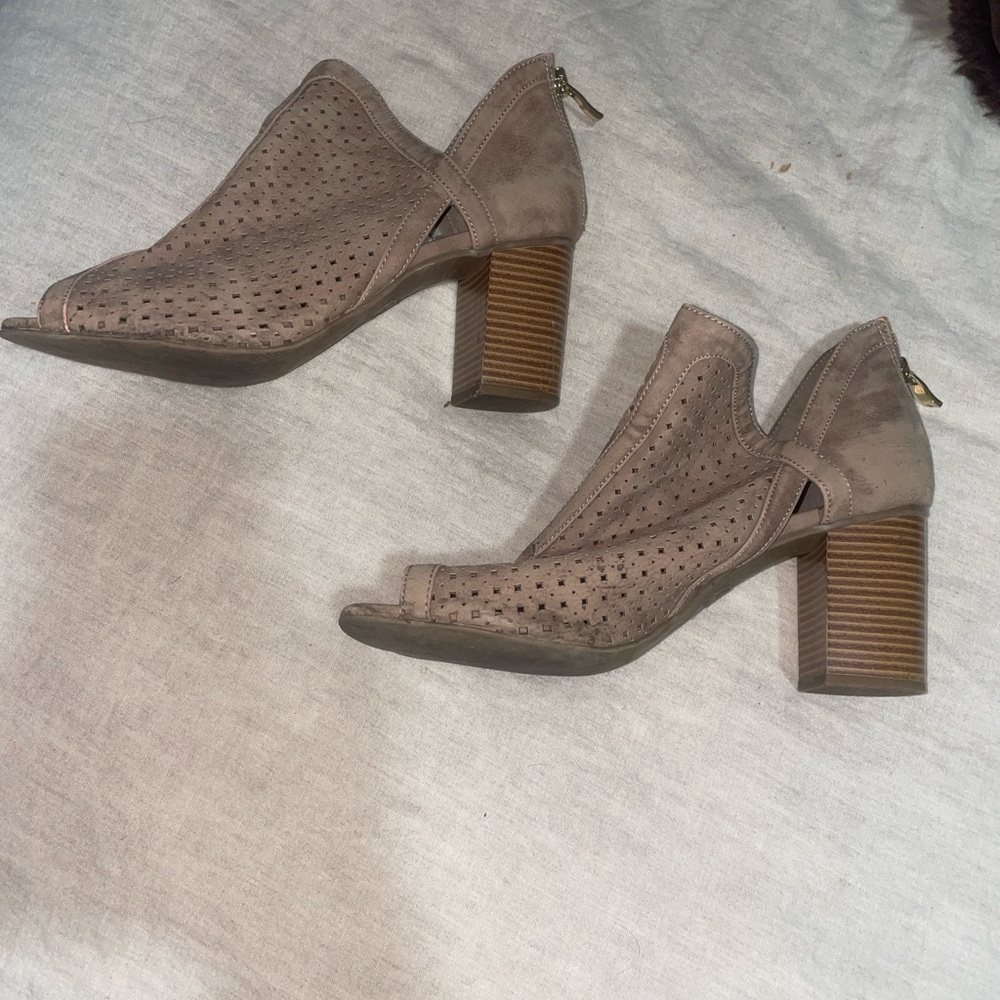 a.n.a Taupe Perforated Heeled Boots